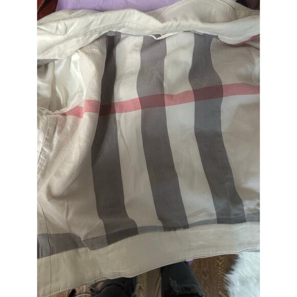 Burberry Brit Patchford Parchment Linen Moto Biker Full Zip Belted Jacket Size 4 - Picture 5 of 14